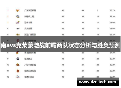 南avs克莱蒙激战前瞻两队状态分析与胜负预测